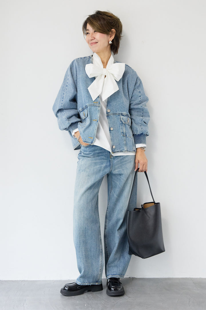 Vネックオーバーサイズデニムジャケット