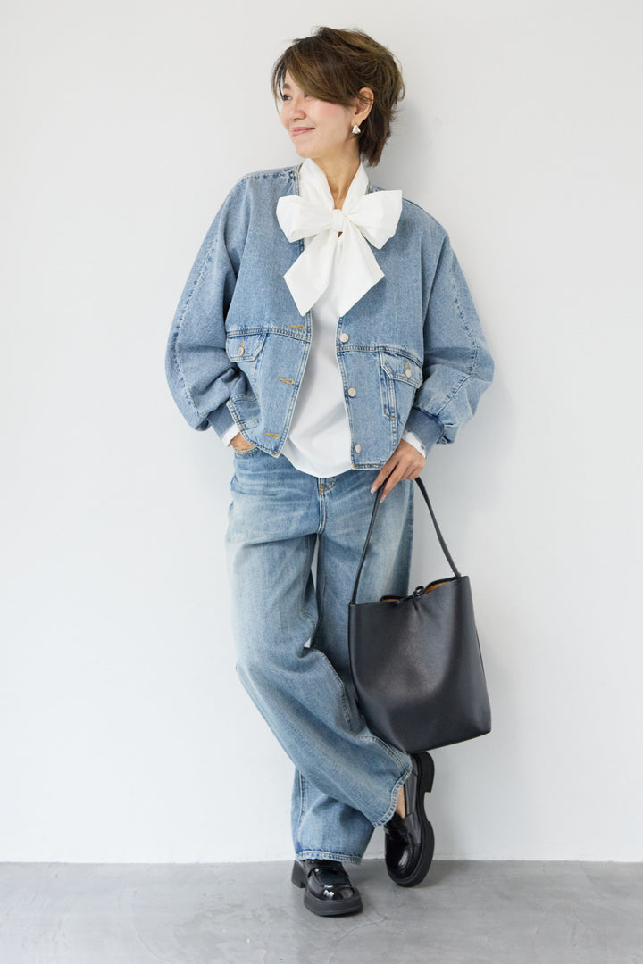 Vネックオーバーサイズデニムジャケット