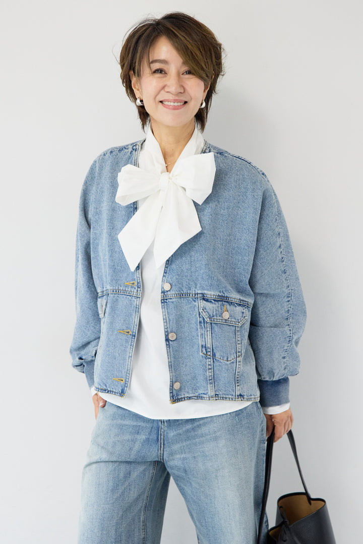 Vネックオーバーサイズデニムジャケット
