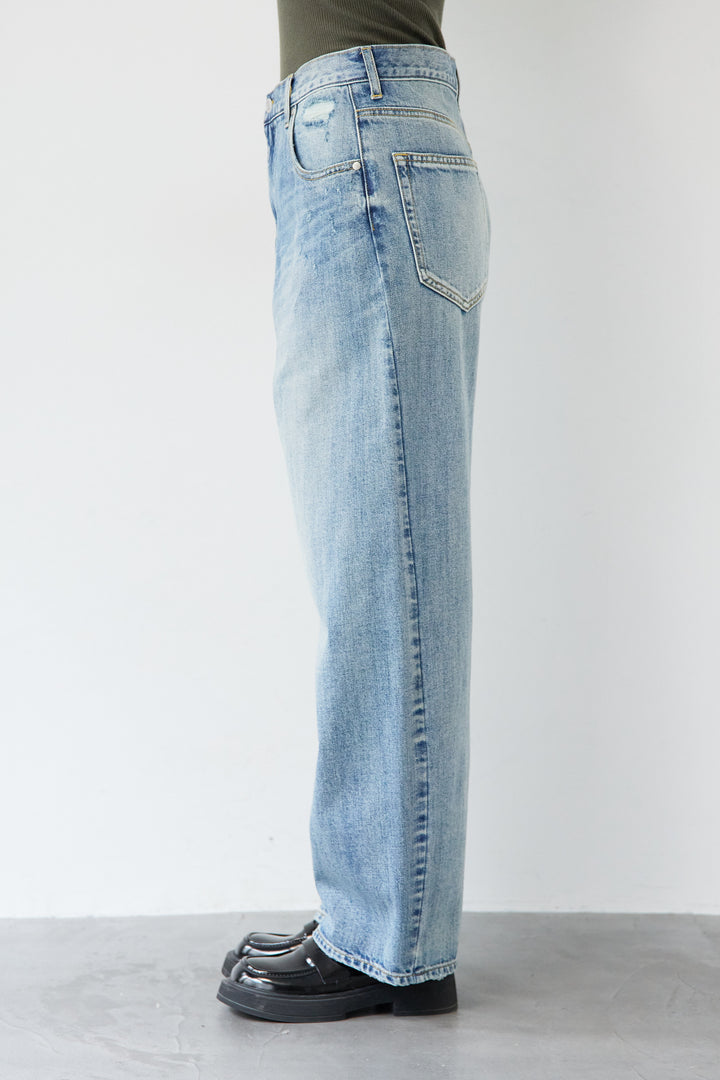 ウォッシャブルコクーンデニムパンツ