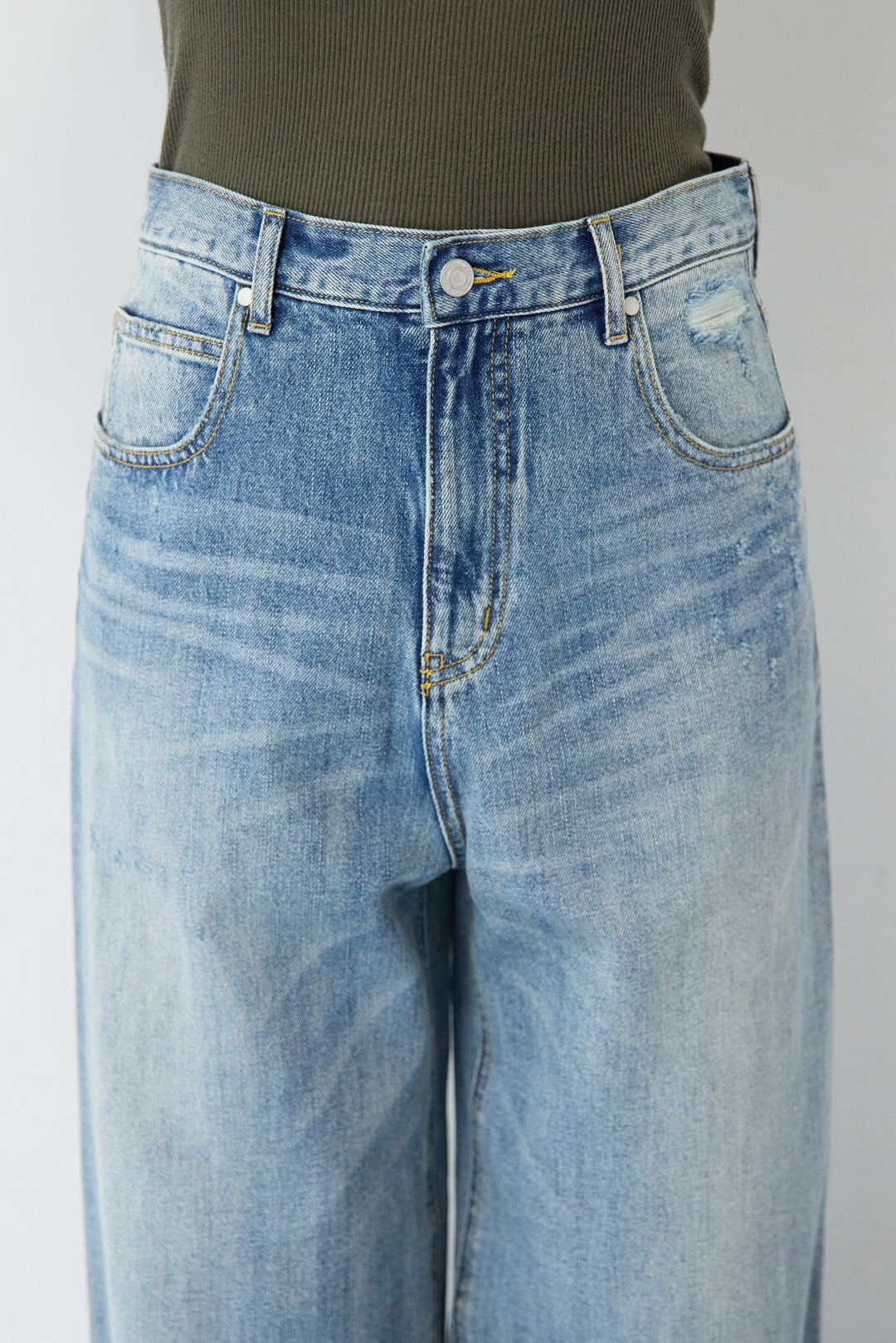 [SET]Vネックオーバーサイズデニムジャケット+ウォッシャブルコクーンデニムパンツ(2set)