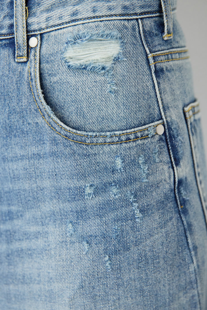 [SET]Vネックオーバーサイズデニムジャケット+ウォッシャブルコクーンデニムパンツ(2set)