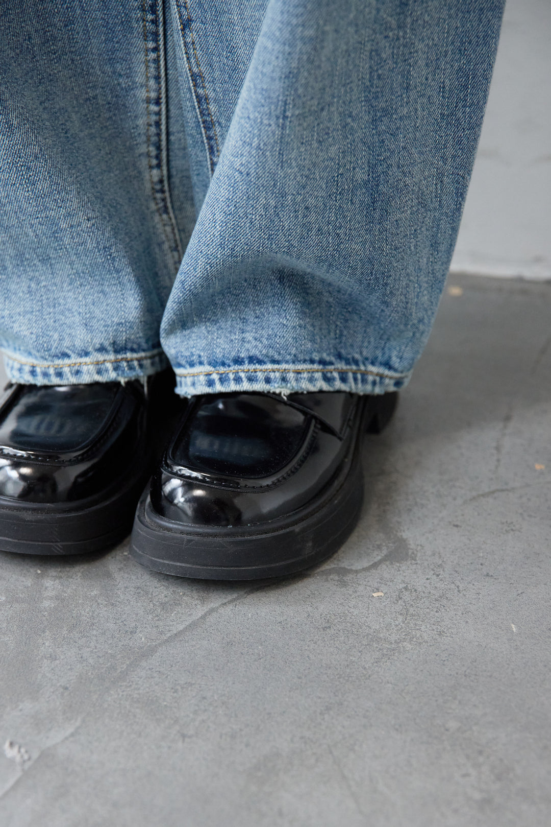 [SET]Vネックオーバーサイズデニムジャケット+ウォッシャブルコクーンデニムパンツ(2set)