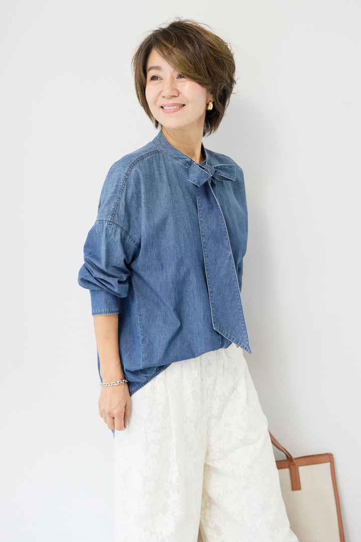 ボウタイデニムシャツ