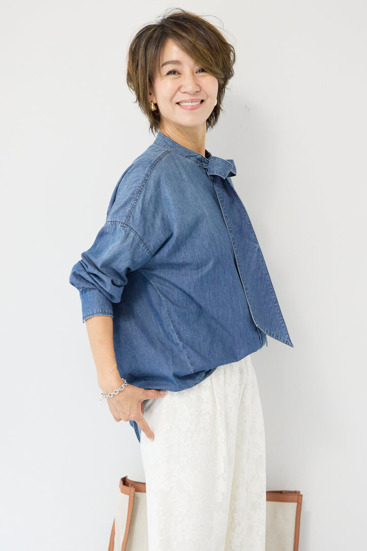 ボウタイデニムシャツ