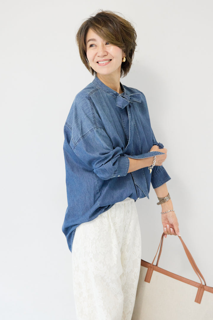 ボウタイデニムシャツ