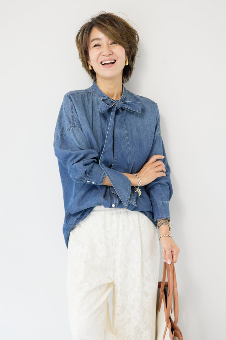 ボウタイデニムシャツ