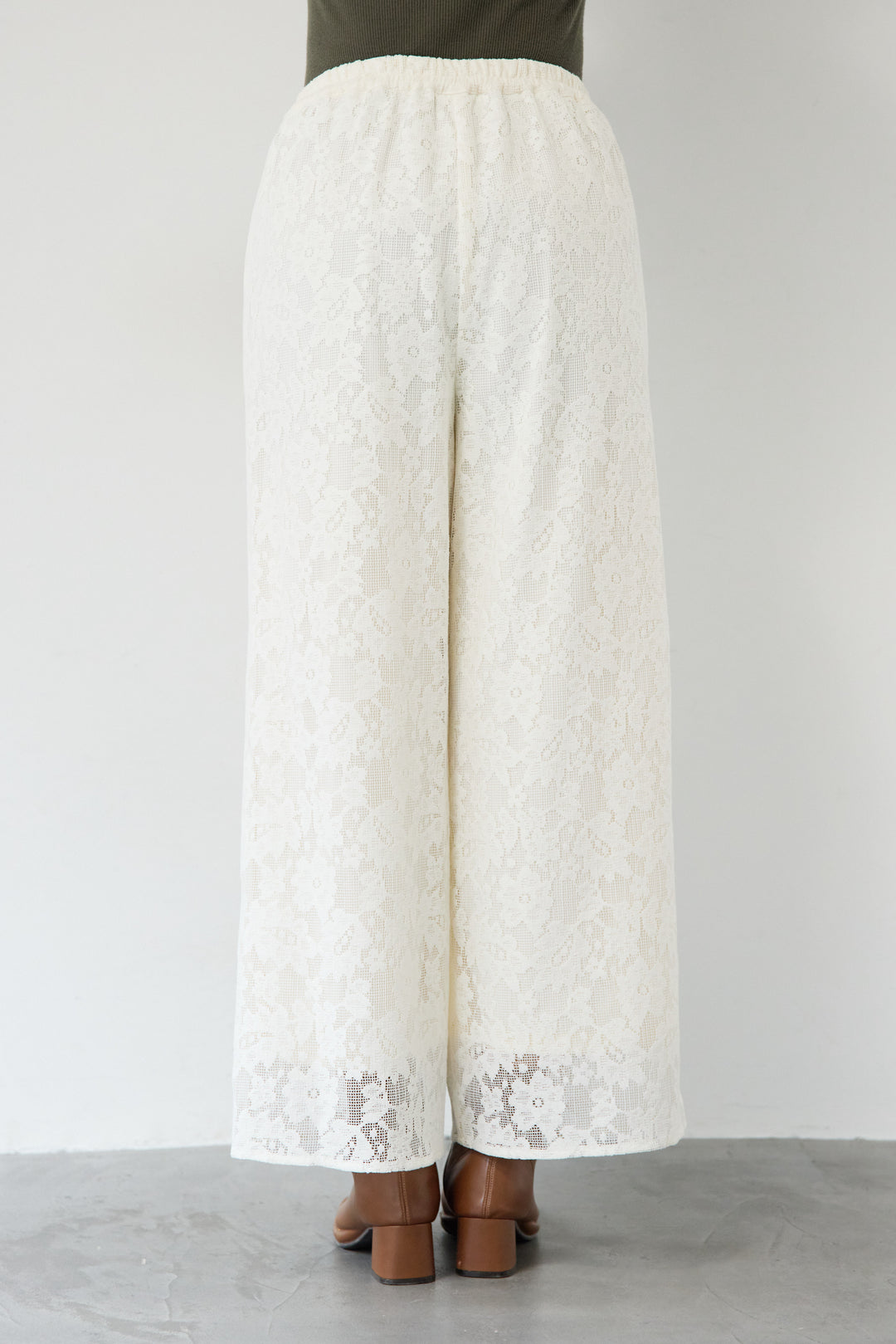 [SET]ボウタイデニムシャツ+フラワーエンブロイダリーワイドパンツ(2set)