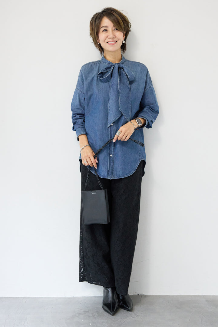 フラワーエンブロイダリーワイドパンツ