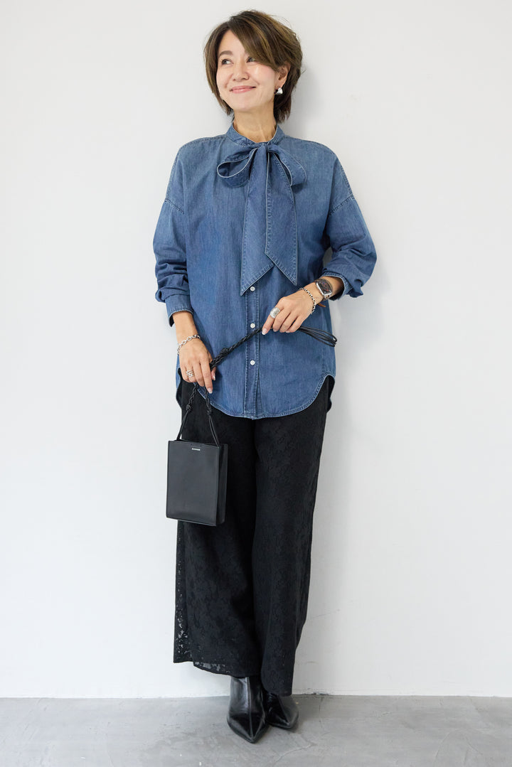 フラワーエンブロイダリーワイドパンツ