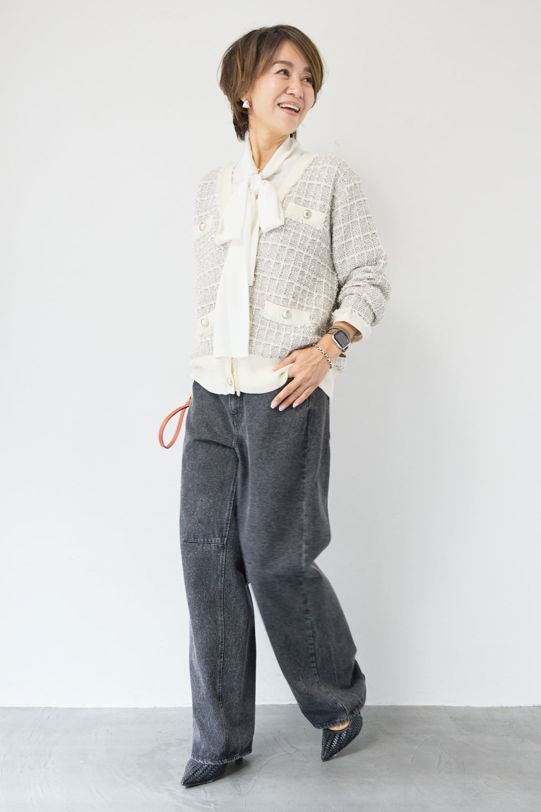 ツイードジャガードニットカーディガン