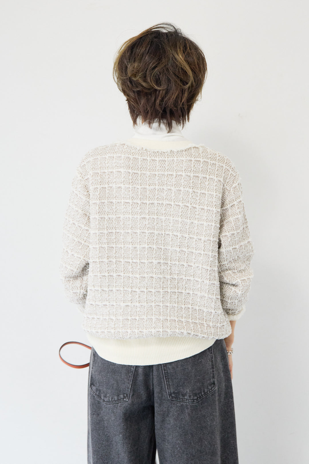 ツイードジャガードニットカーディガン