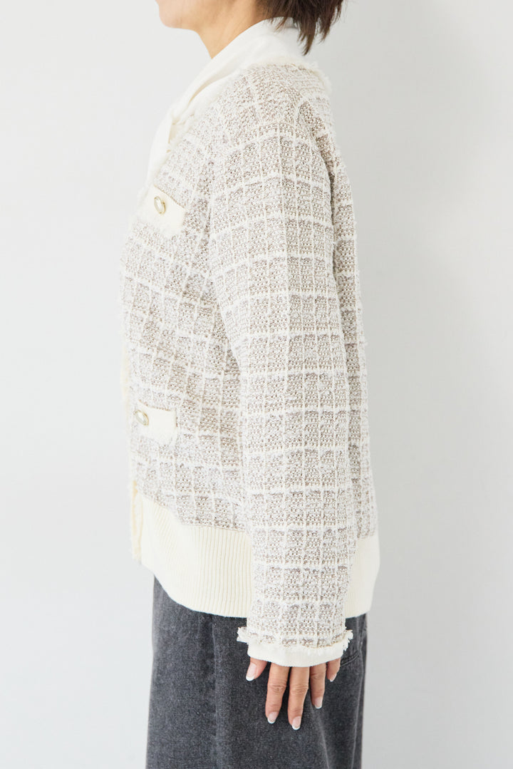 ツイードジャガードニットカーディガン