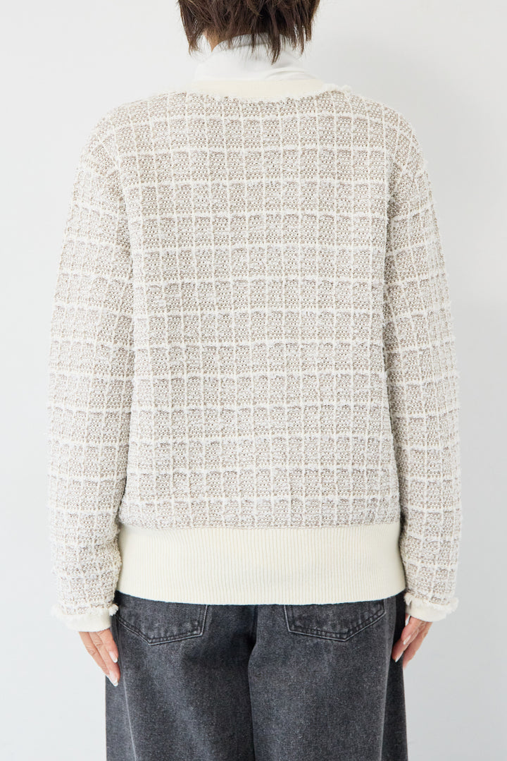 ツイードジャガードニットカーディガン