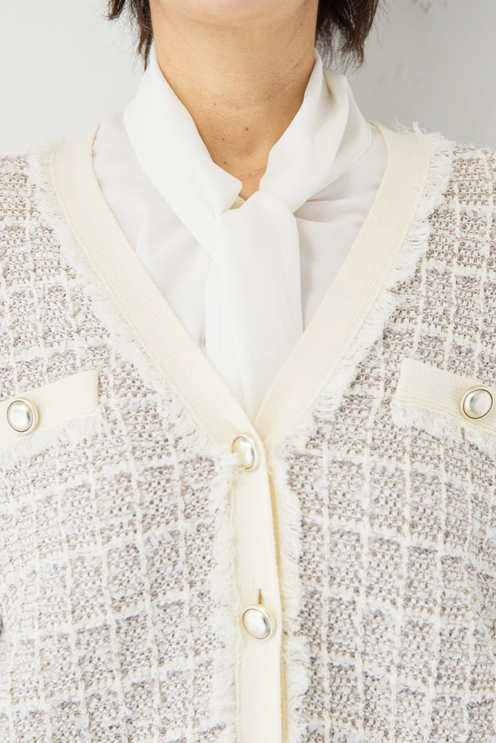 ツイードジャガードニットカーディガン