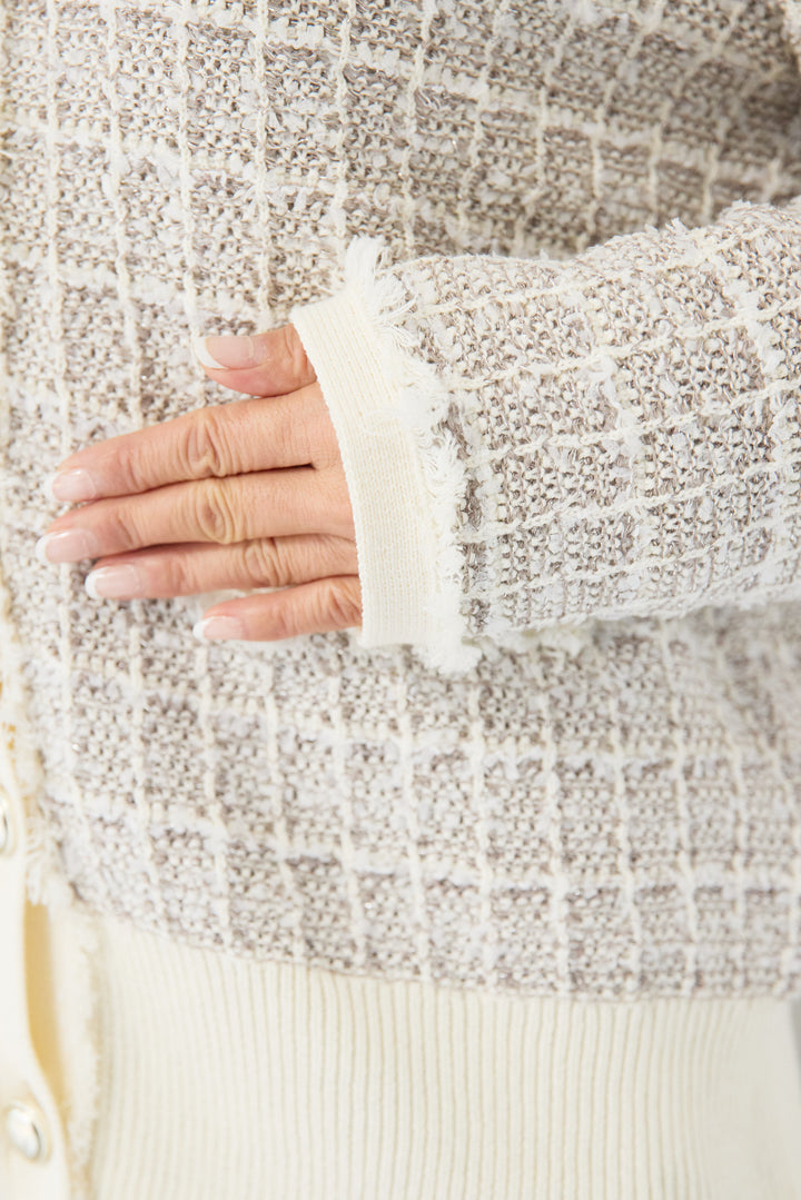 ツイードジャガードニットカーディガン