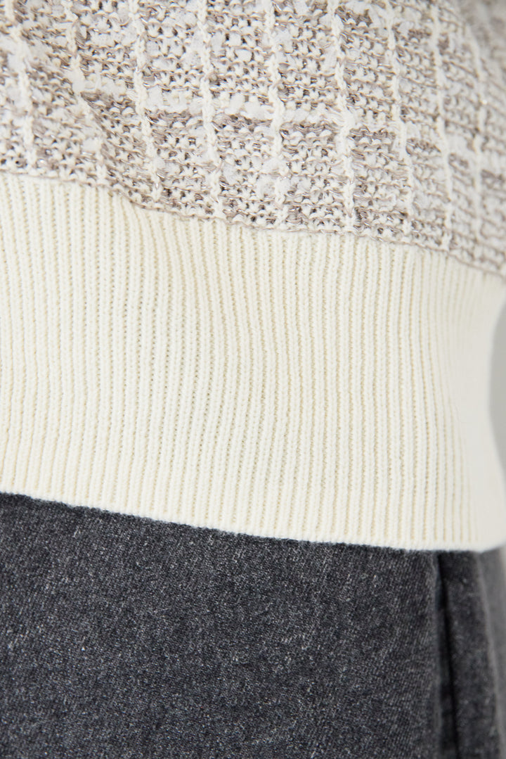 ツイードジャガードニットカーディガン