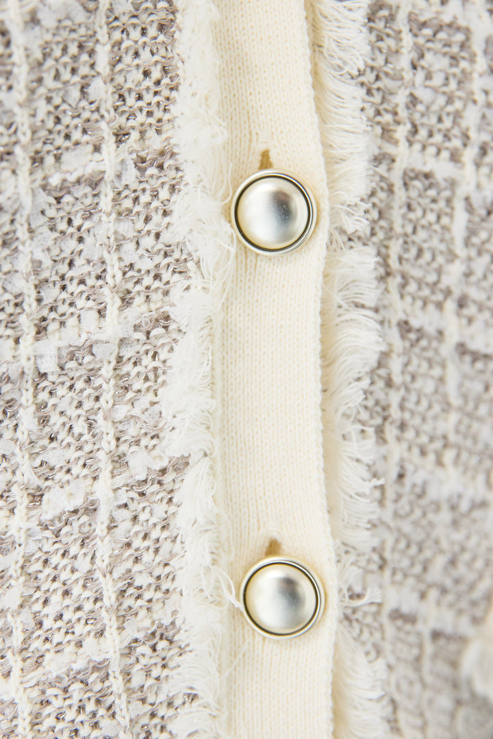 ツイードジャガードニットカーディガン