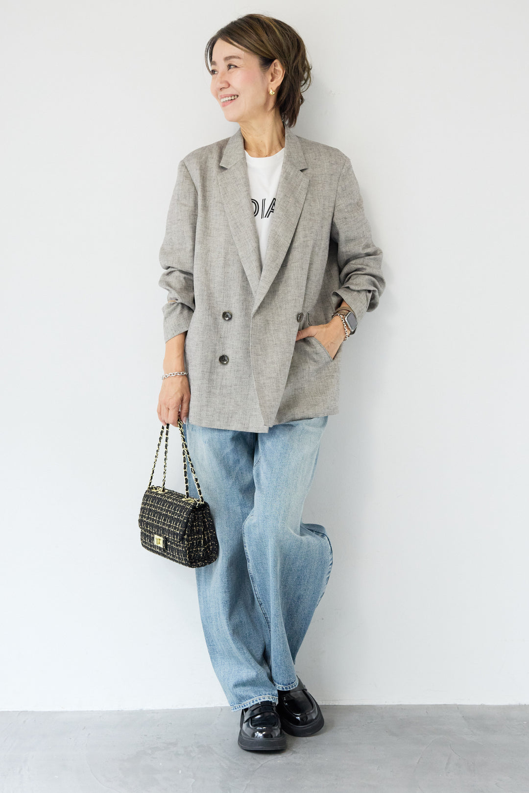 ツイードライクメッシュダブルジャケット