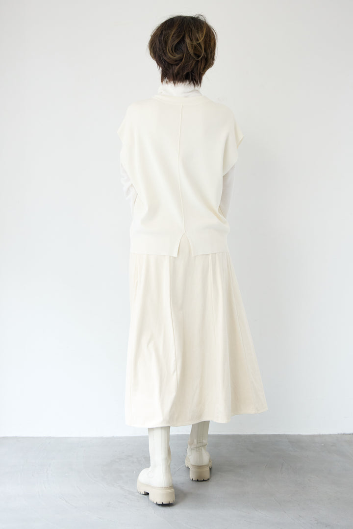 [SET]ストレッチニットベスト+スエードセミフレアスカート(2set)