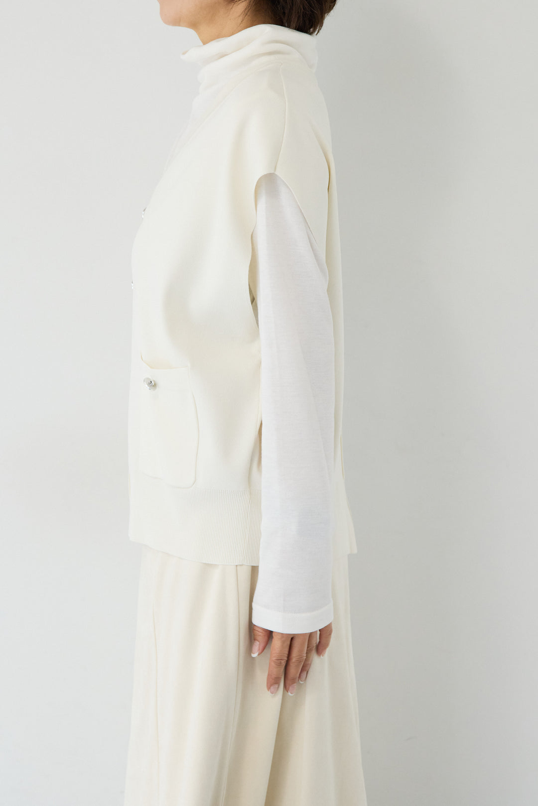 [SET]ストレッチニットベスト+スエードセミフレアスカート(2set)