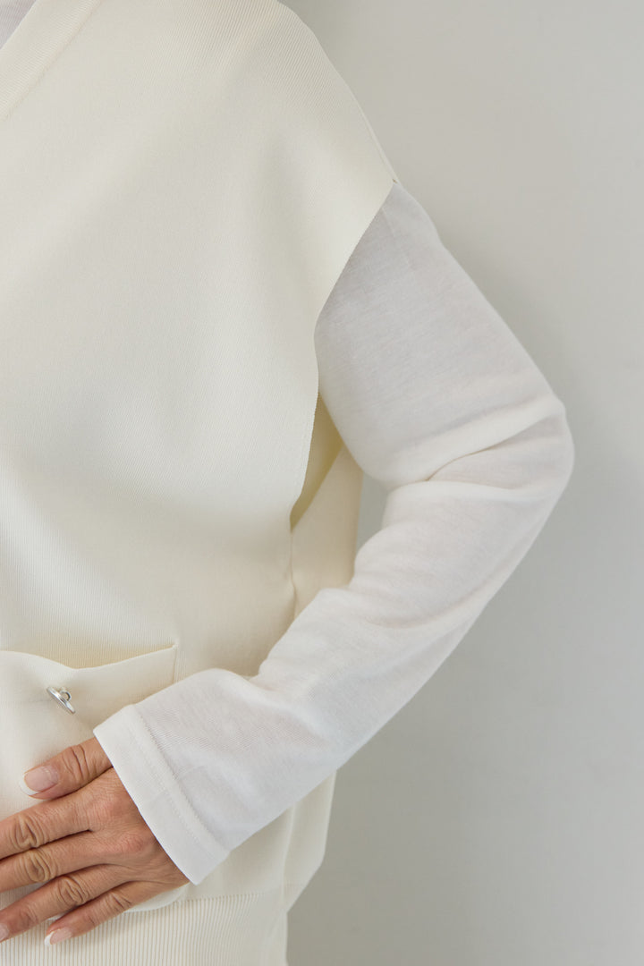 [SET]ストレッチニットベスト+スエードセミフレアスカート(2set)