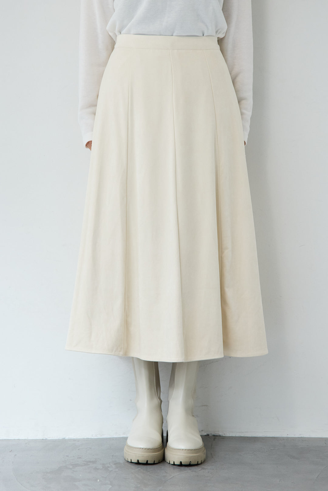 [SET]ストレッチニットベスト+スエードセミフレアスカート(2set)