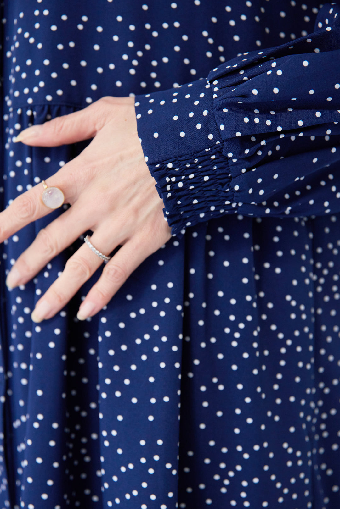 ドット柄ティアードワンピース