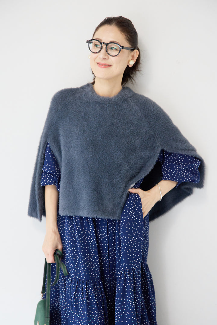 ナイロンフェザーニットケープ