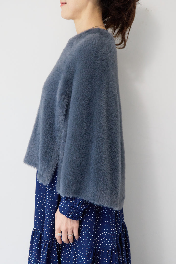 [SET]ドット柄ティアードワンピース+ナイロンフェザーニットケープ(2set)