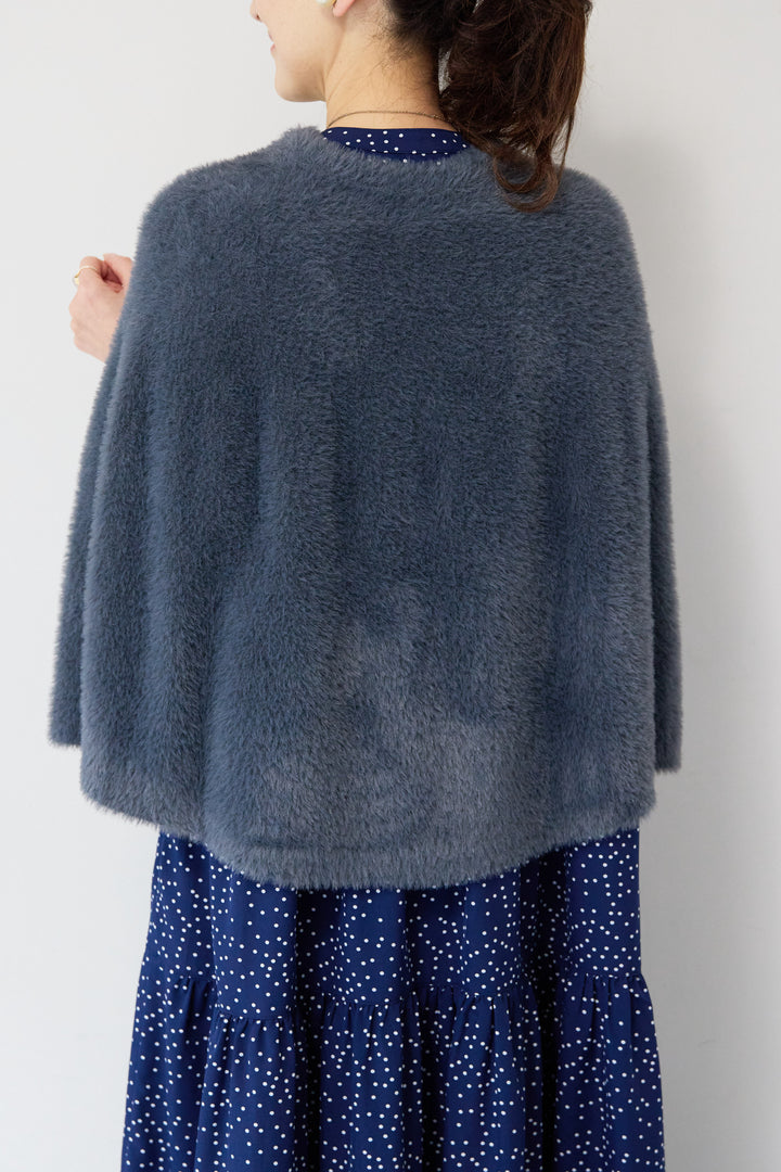 [SET]ドット柄ティアードワンピース+ナイロンフェザーニットケープ(2set)