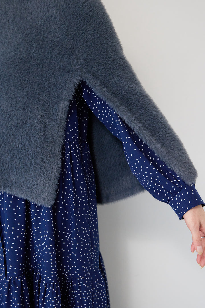 ナイロンフェザーニットケープ