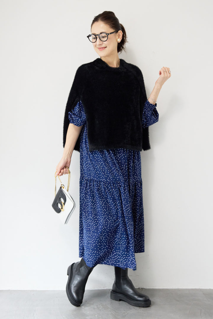 ナイロンフェザーニットケープ