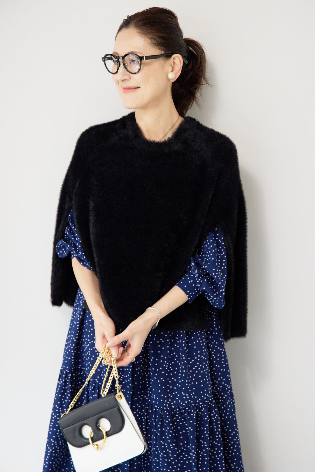 ナイロンフェザーニットケープ