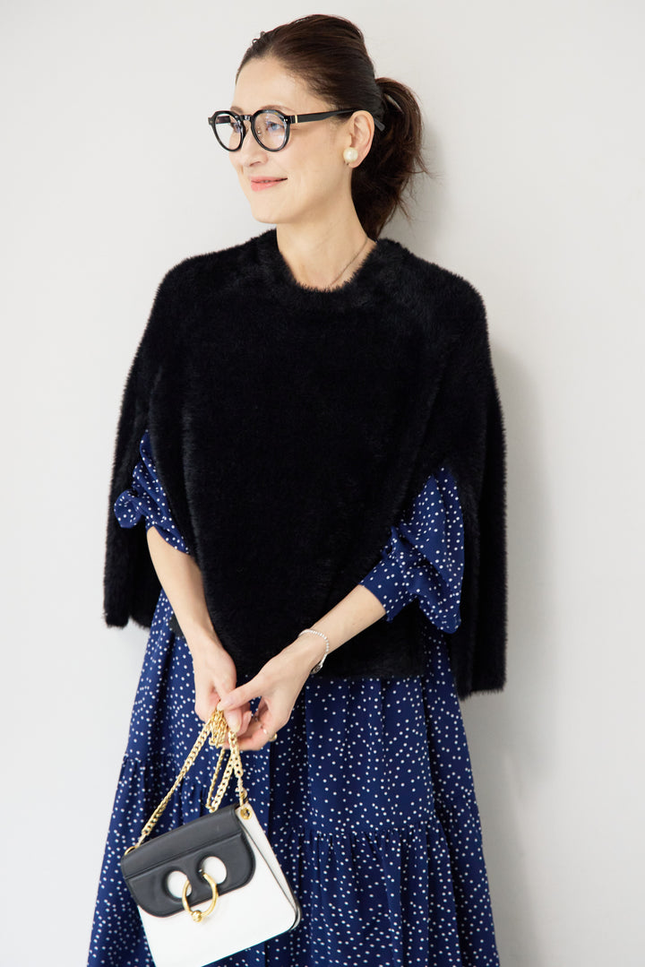 ナイロンフェザーニットケープ