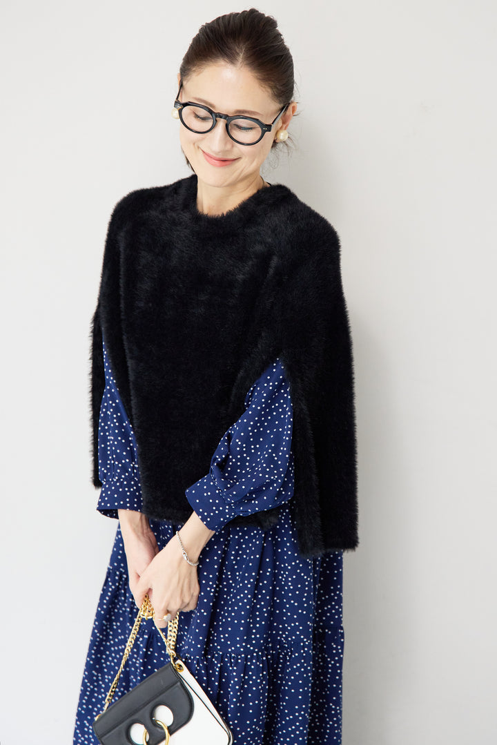 ナイロンフェザーニットケープ