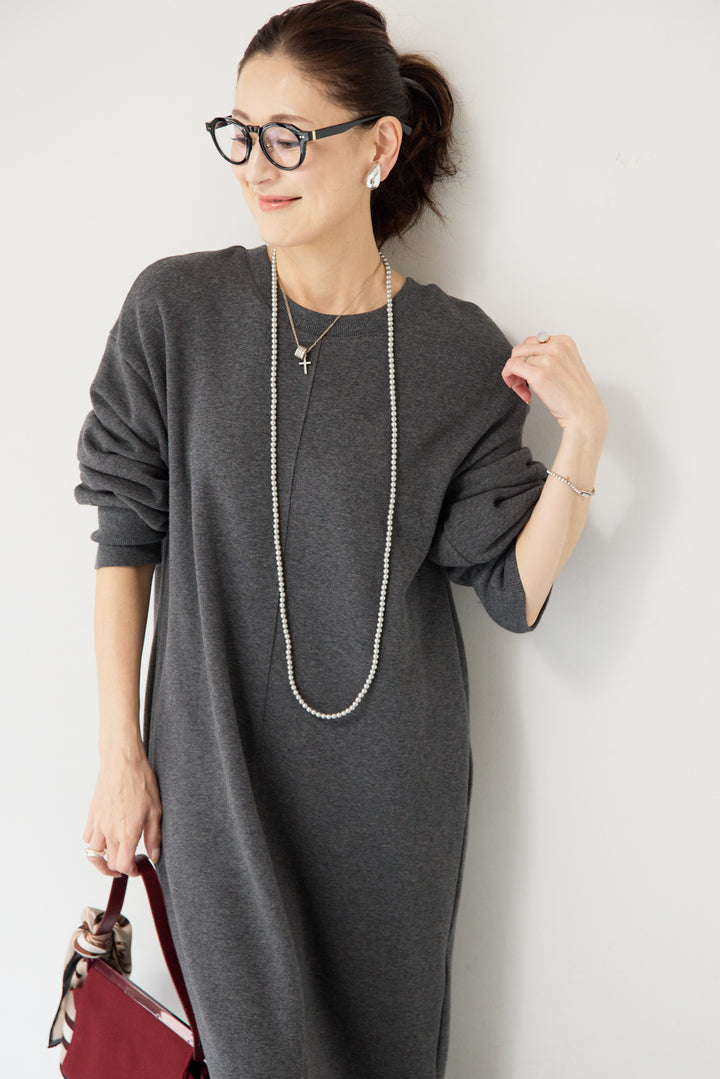 裏起毛バックジップワンピース