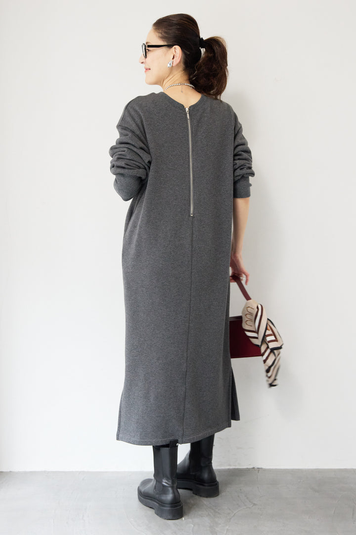 裏起毛バックジップワンピース