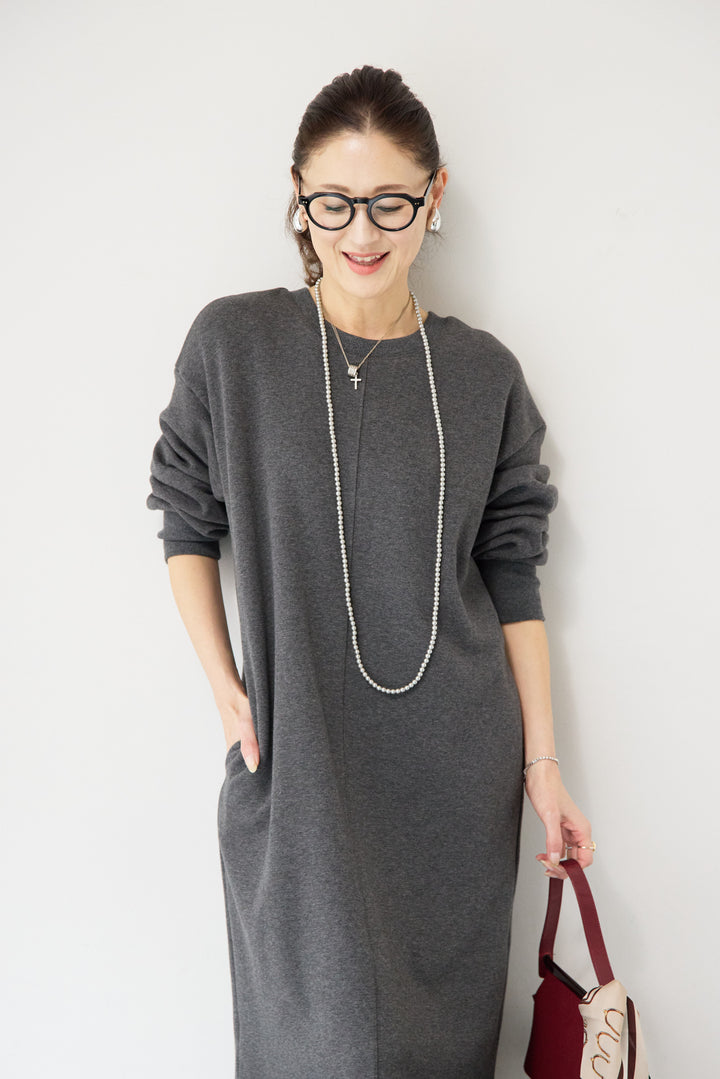 裏起毛バックジップワンピース