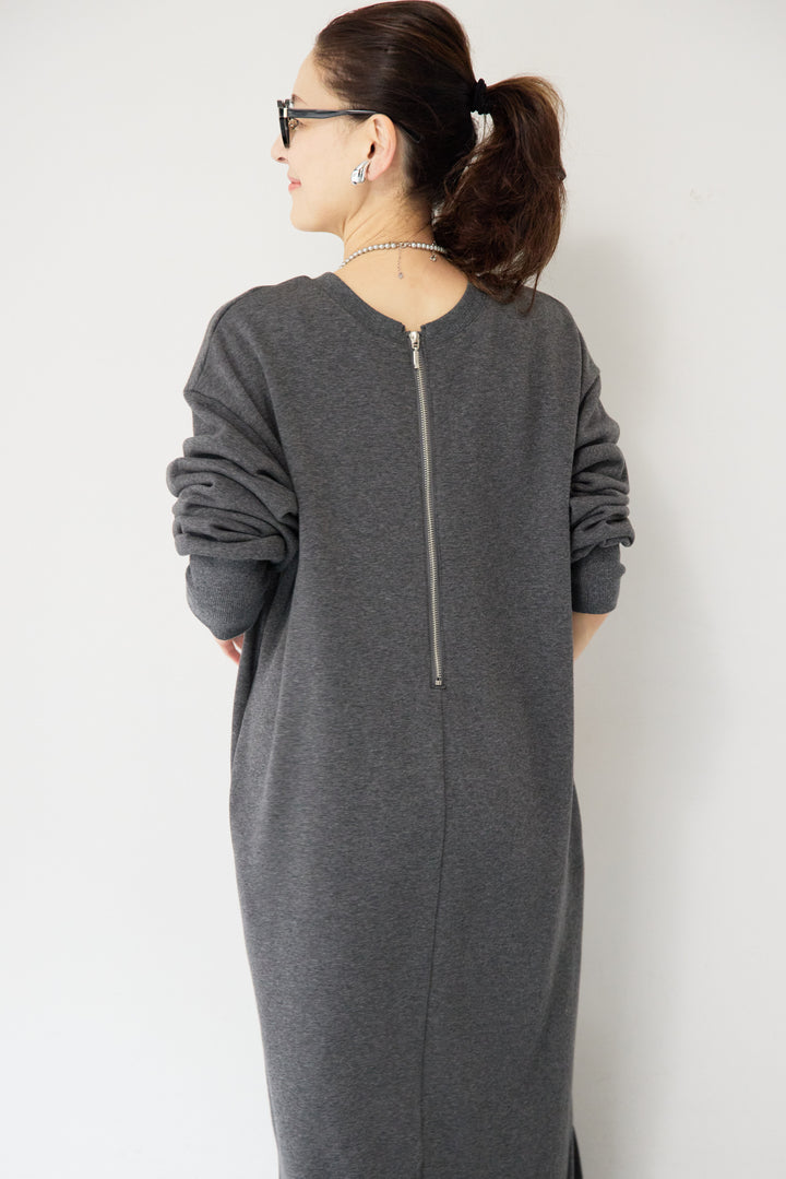 裏起毛バックジップワンピース