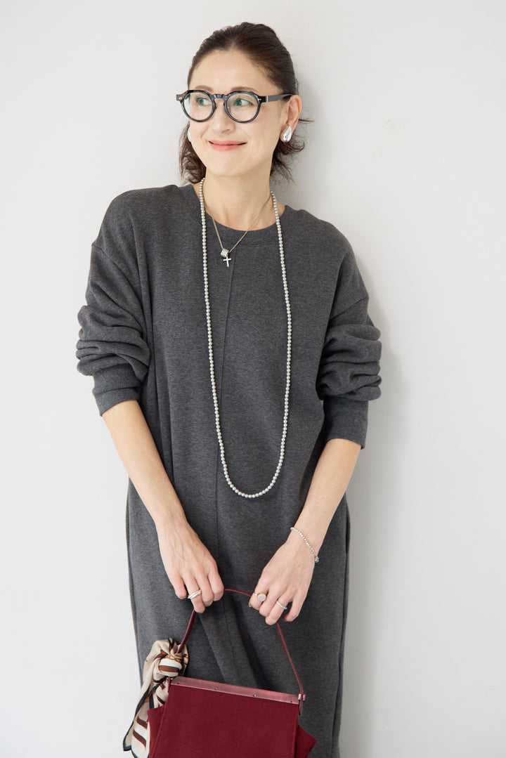 裏起毛バックジップワンピース