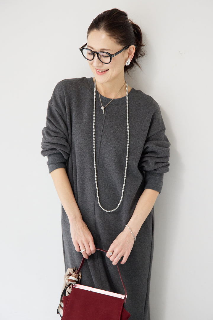 裏起毛バックジップワンピース