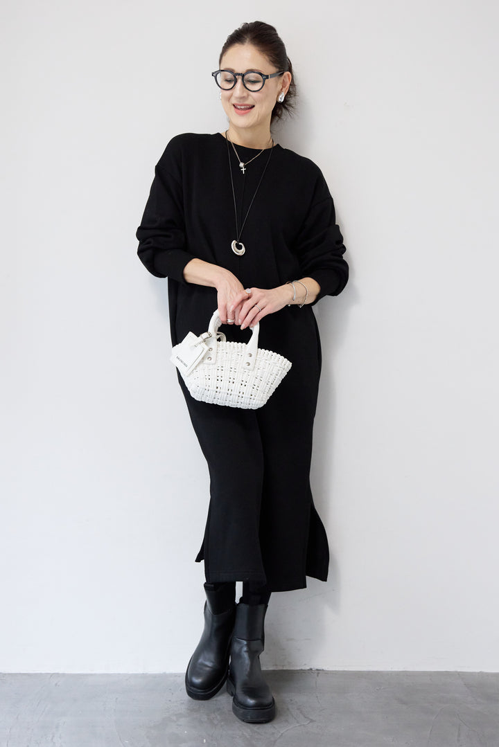 裏起毛バックジップワンピース