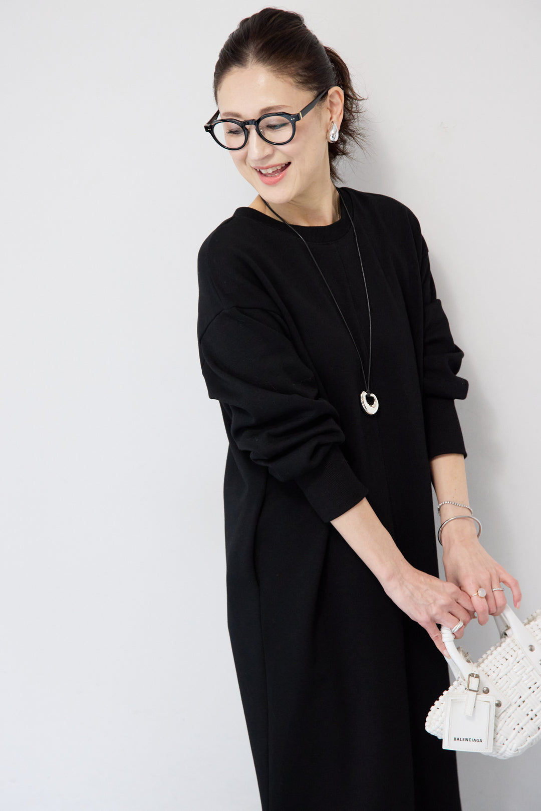 裏起毛バックジップワンピース