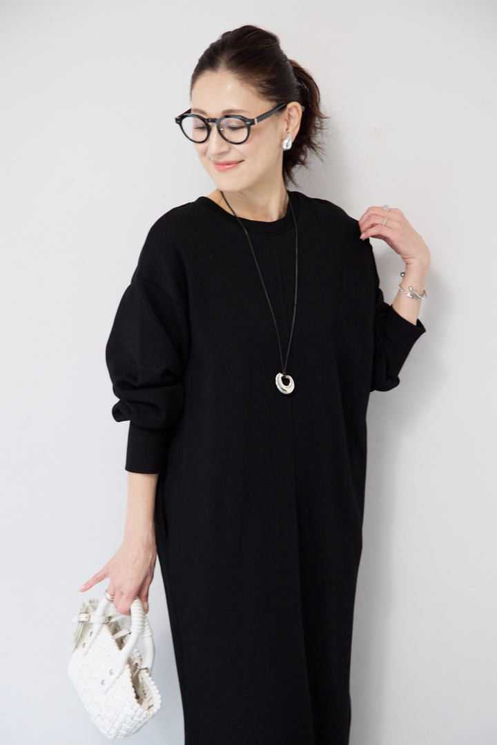 裏起毛バックジップワンピース