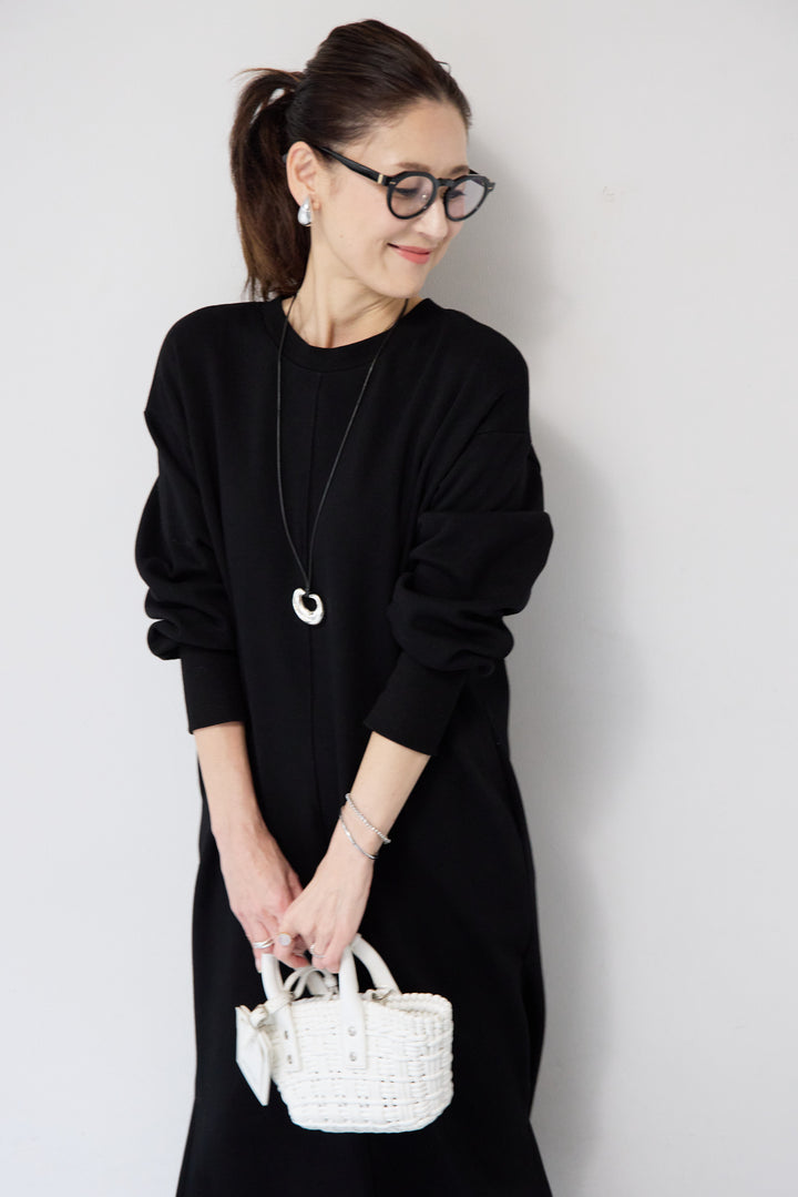 裏起毛バックジップワンピース