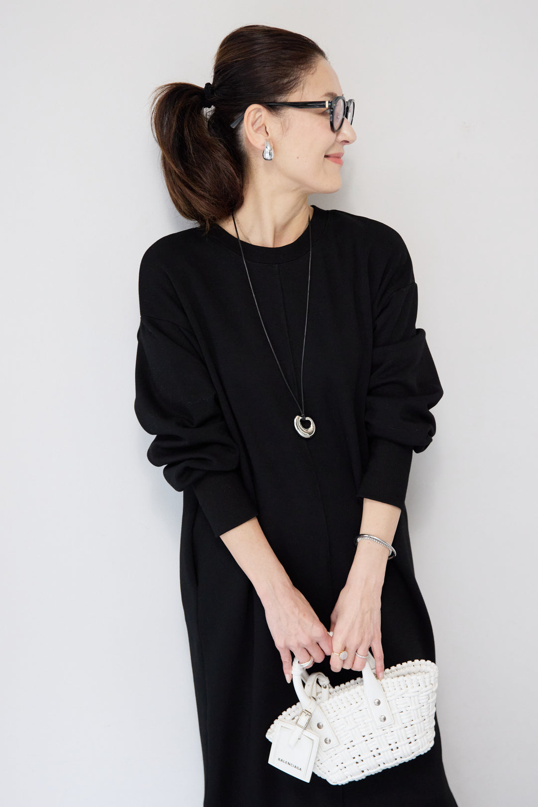 裏起毛バックジップワンピース