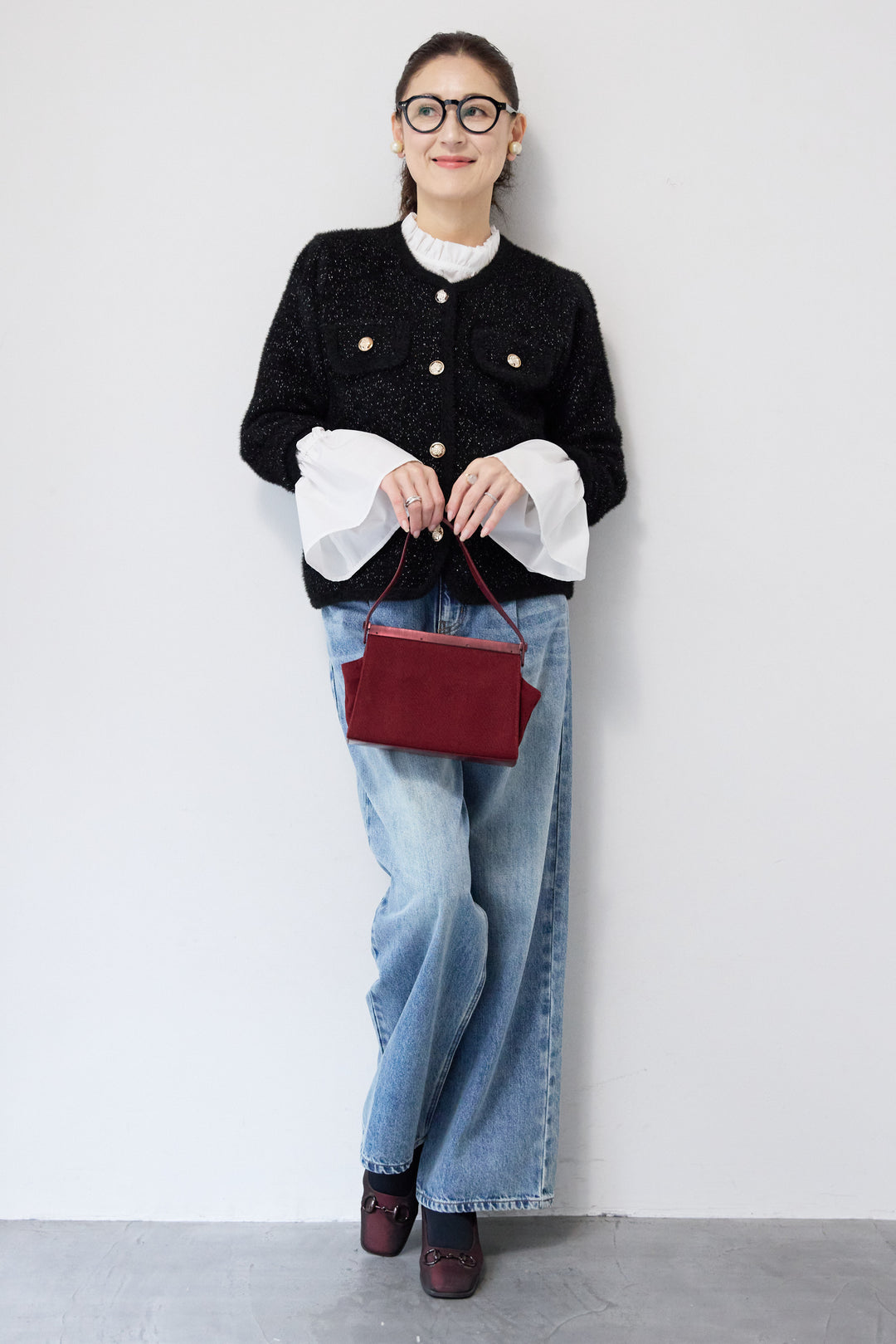 金ボタンニットジャケット