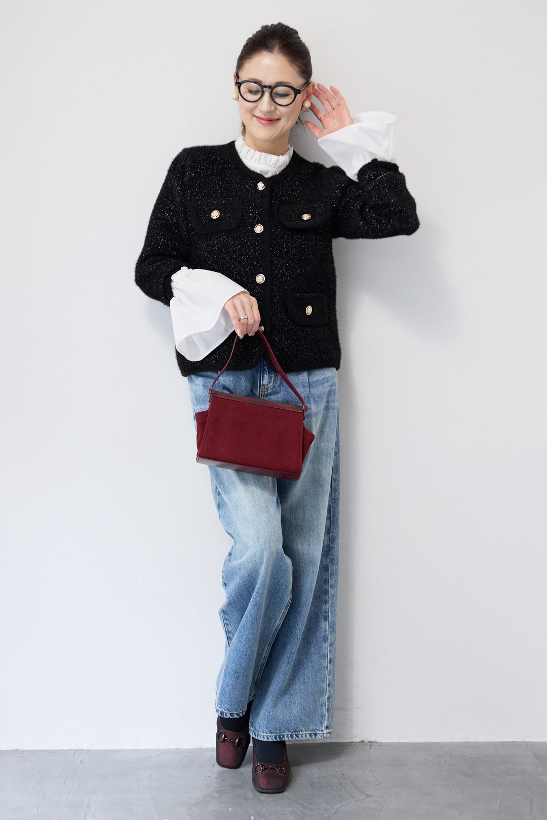 金ボタンニットジャケット