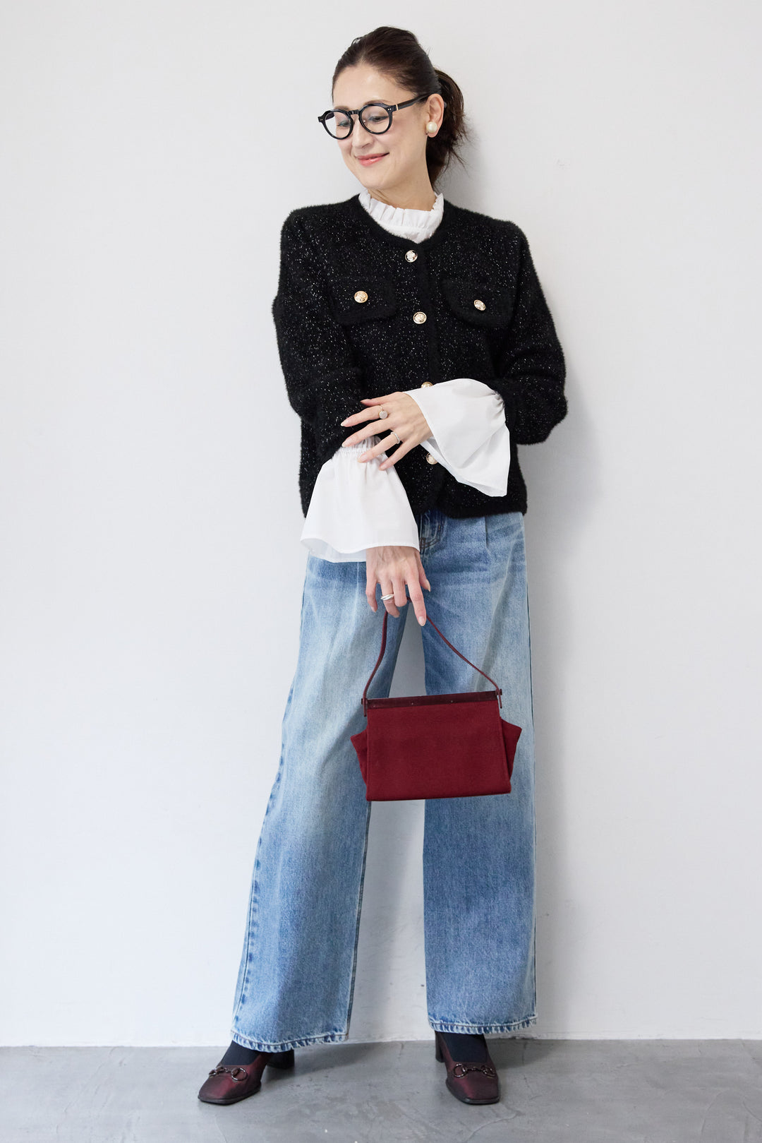 金ボタンニットジャケット